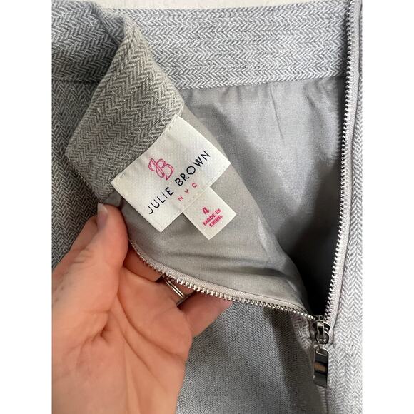 Julie Brown Gray Silver Holiday Pleated Wool Blend Skirt 4 - Picture 6 of 10